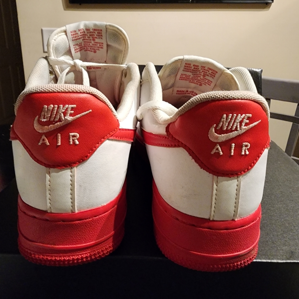 mens red and white air force ones